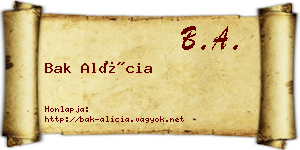 Bak Alícia névjegykártya